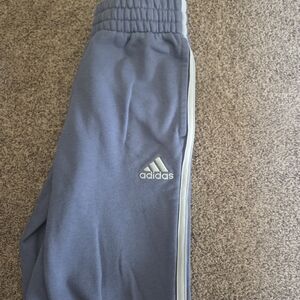 Adidas Kids Gray Joggers with White Stripes